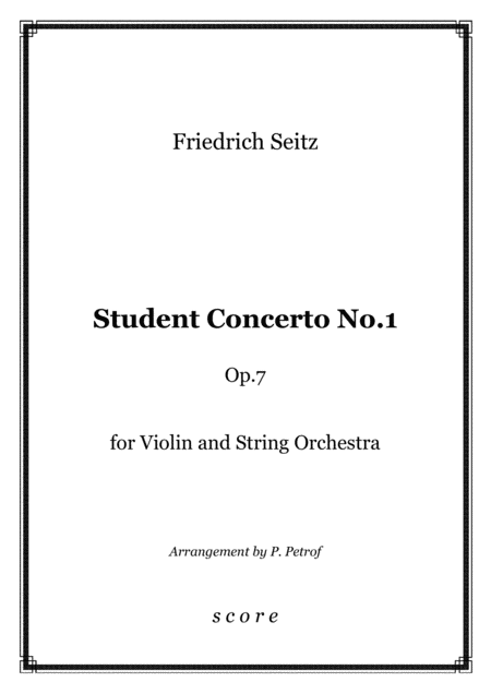 Free Sheet Music Seitz Student Concerto No 1 Op 7 For Violin And String Orchestra Score And Parts