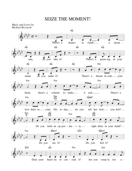 Seize The Moment Sheet Music