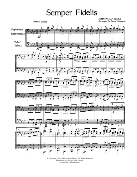 Sempre Fidelis March For Tuba Quartet Sheet Music