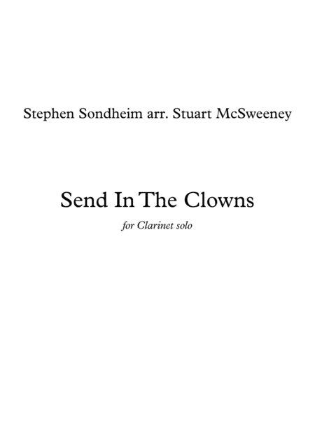 Send In The Clowns Clarinet Solo Sheet Music