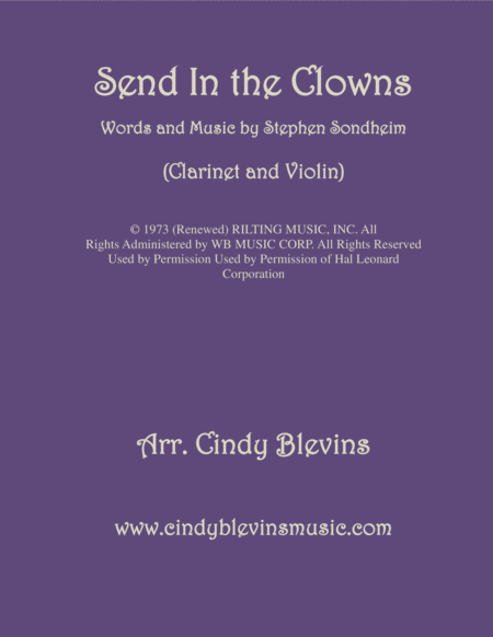 Free Sheet Music Send In The Clowns For Clarinet And Violin