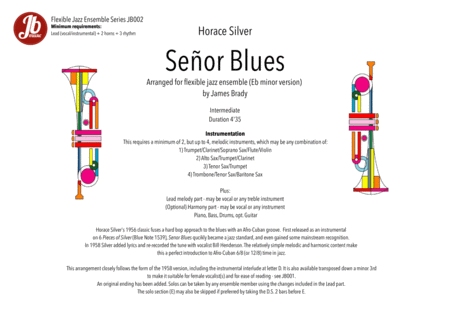 Senor Blues Ebm Version Jb002 In Flexible Jazz Ensemble Arrangement With Vocal Or Instrumental Lead Sheet Music