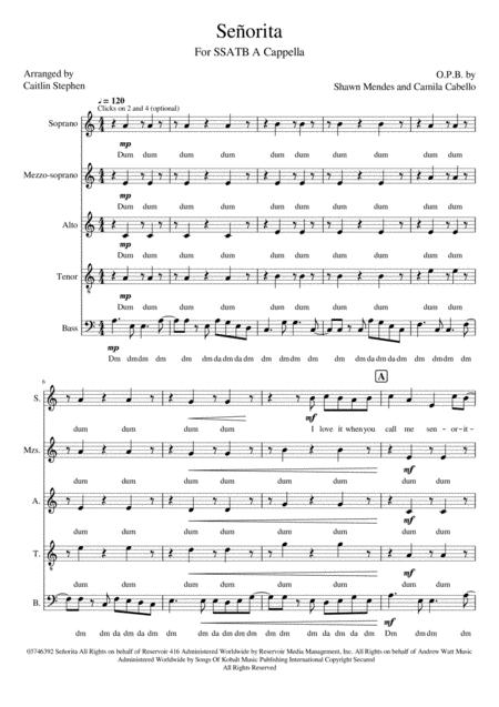 Free Sheet Music Senorita A Cappella