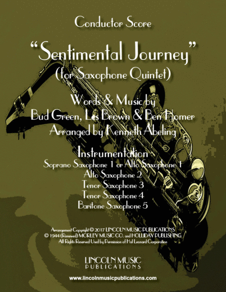 Sentimental Journey For Saxophone Quintet Sattb Or Aattb Sheet Music