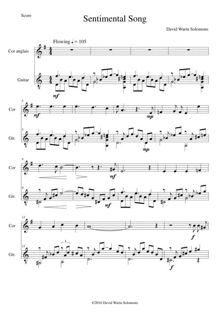 Free Sheet Music Sentimental Song For Cor Anglais And Guitar