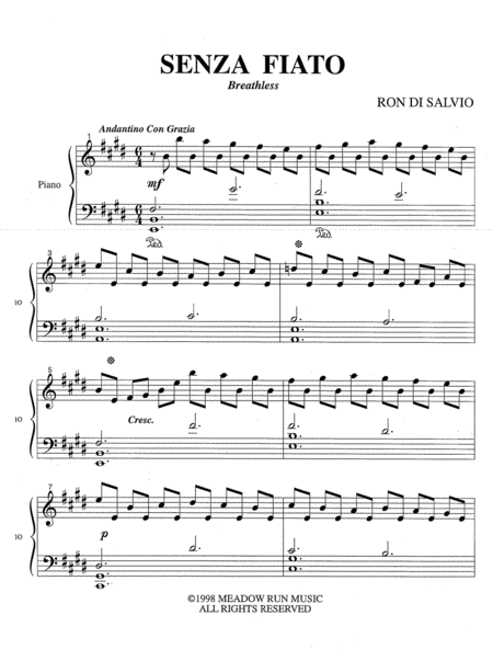 Free Sheet Music Senza Fiato Breathless