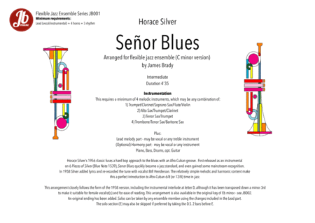 Free Sheet Music Seor Blues Cm Version Jb001 In Flexible Jazz Ensemble Arrangement With Vocal Or Instrumental Lead