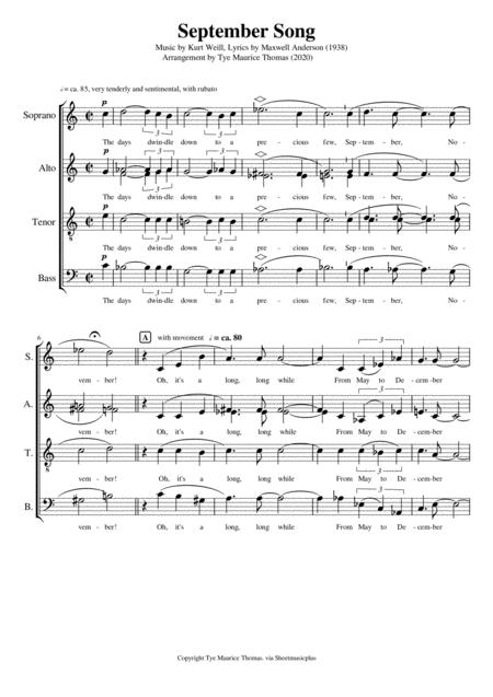 September Song Satb Div Sheet Music