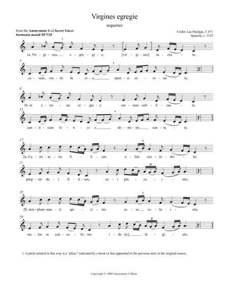 Sequence Virgines Egregie From Anonymous 4 Secret Voices Sheet Music