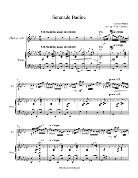 Free Sheet Music Serenade Badine