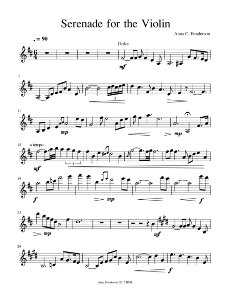 Free Sheet Music Serenade For The Violin