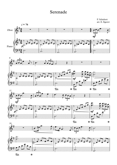 Free Sheet Music Serenade Franz Schubert For Oboe Piano