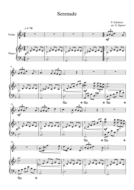 Free Sheet Music Serenade Franz Schubert For Violin Piano
