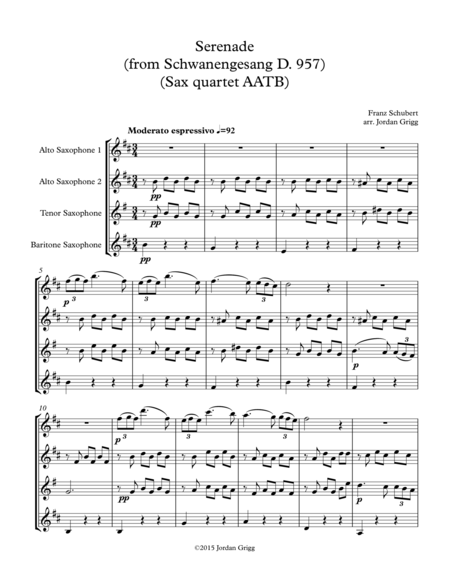 Free Sheet Music Serenade From Schwanengesang D 957 Sax Quartet Aatb