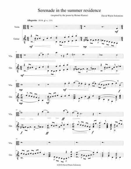 Serenade In The Summer Residence Serenata Nella Residenza Estiva For Viola And Guitar Sheet Music