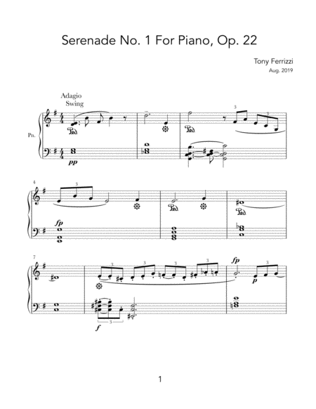 Free Sheet Music Serenade No 1 For Piano Op 22