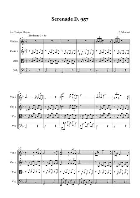 Serenade Stndchen D 957 String Quartet Sheet Music