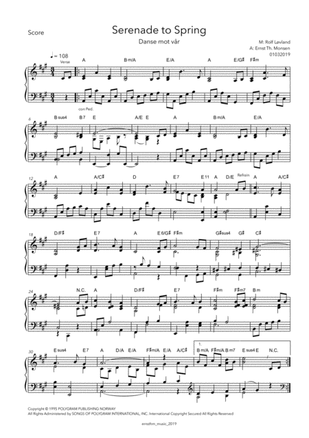 Serenade To Spring Sheet Music