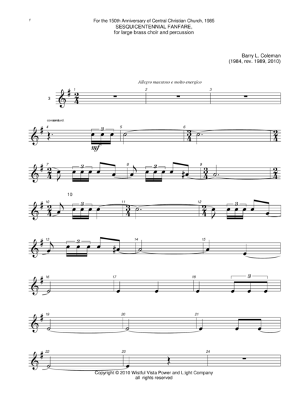 Free Sheet Music Sesquicentennial Cornet 3