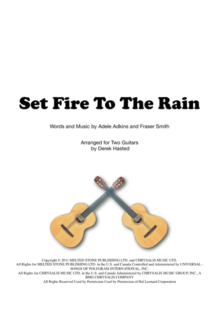 Free Sheet Music Set Fire To The Rain 2 Guitars