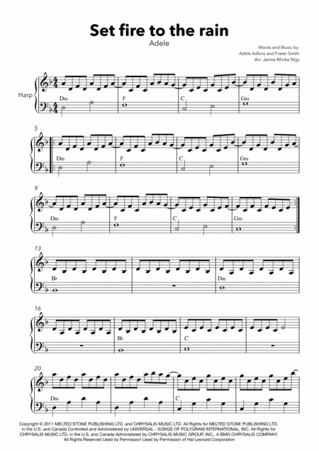 Set Fire To The Rain Accompaniment Sheet Music