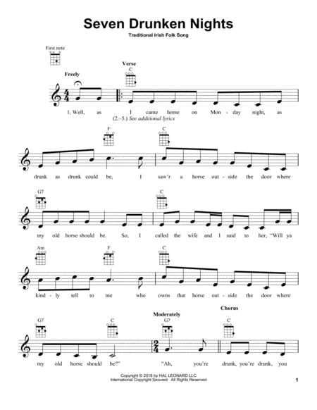 Free Sheet Music Seven Drunken Nights