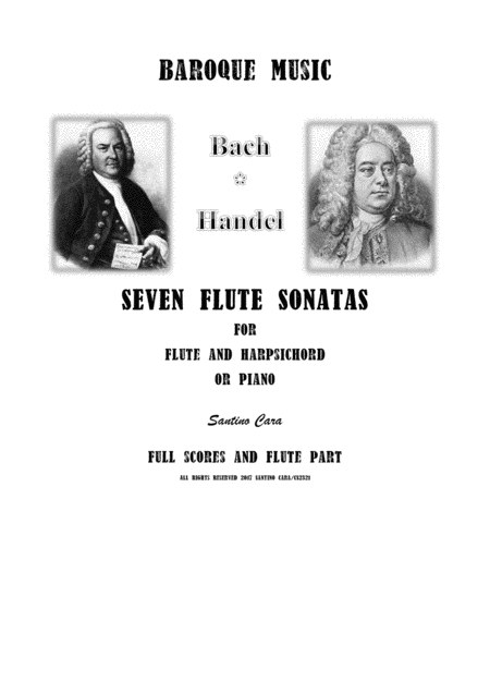 Seven Flute Sonatas Bach Handel For Flute And Harpsichord Or Piano Full Scores And Flute Part Sheet Music