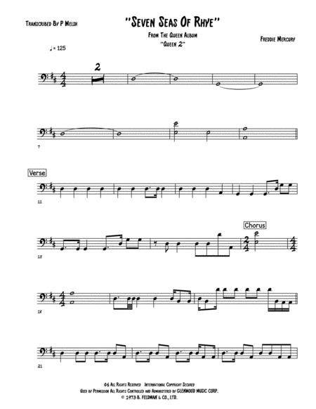 Seven Seas Of Rhye Bass Guitar Tab Sheet Music