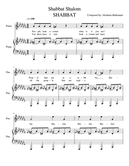 Free Sheet Music Shabbat Shalom