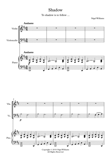 Shadow For Piano Trio Sheet Music