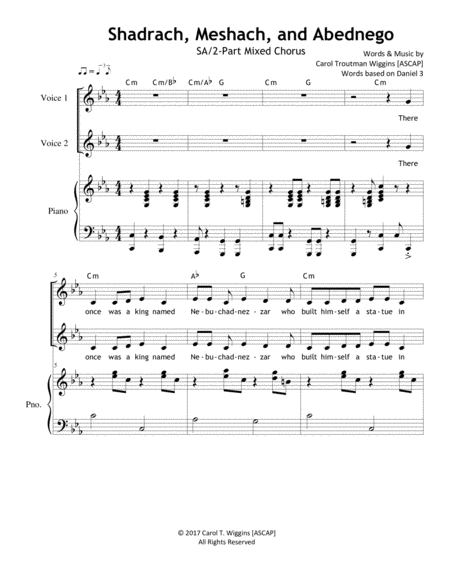 Free Sheet Music Shadrach Meshach And Abednego