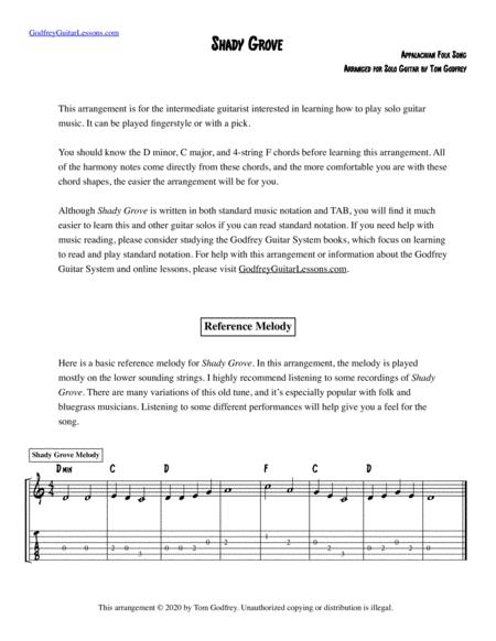 Free Sheet Music Shady Grove