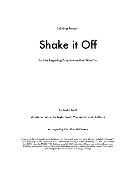 Shake It Off Viola Duet Sheet Music