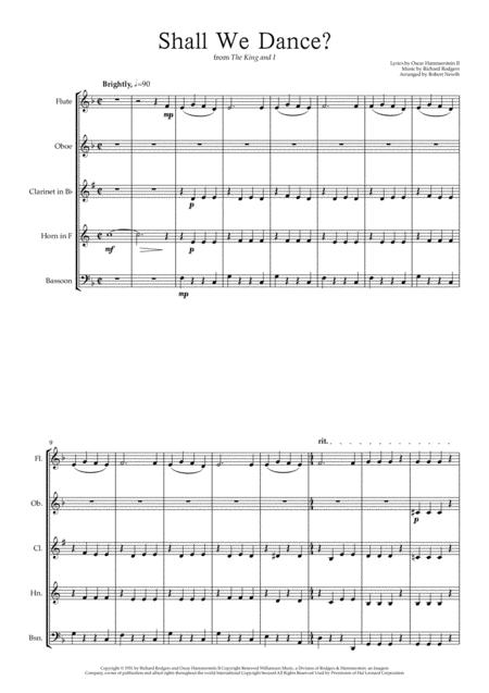 Free Sheet Music Shall We Dance From The King And I For Wind Quintet