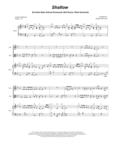 Free Sheet Music Shallow Duet For Violin And Viola