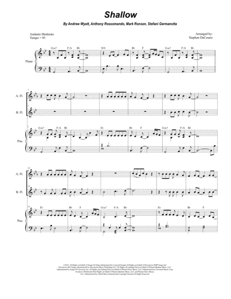 Shallow For Flute Choir And Piano Sheet Music