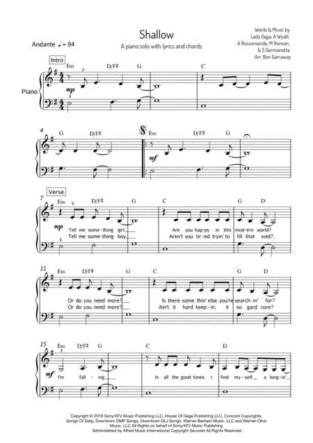 Free Sheet Music Shallow Grade 1 Piano