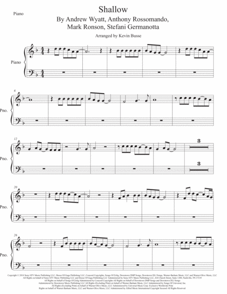 Free Sheet Music Shallow Piano