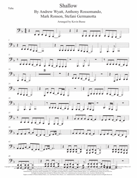 Free Sheet Music Shallow Tuba