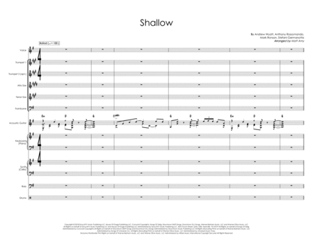 Free Sheet Music Shallow Vocal Duet Or Solo Female Vocal With Rhythm Section And Five Horns