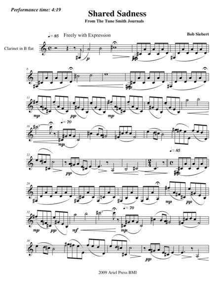 Free Sheet Music Shared Sadness