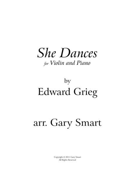 She Dances Grieg Arranged For Violin And Piano Score Sheet Music