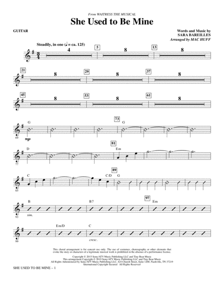 She Used To Be Mine From Waitress The Musical Arr Mac Huff Guitar Sheet Music