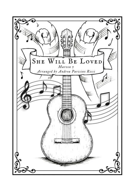 She Will Be Loved Maroon 5 Fingerstyle Solo Guitar Tab Sheet Music