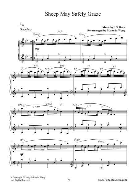 Free Sheet Music Sheep May Safely Graze In Bb Classical Piano Solo Elegant Version