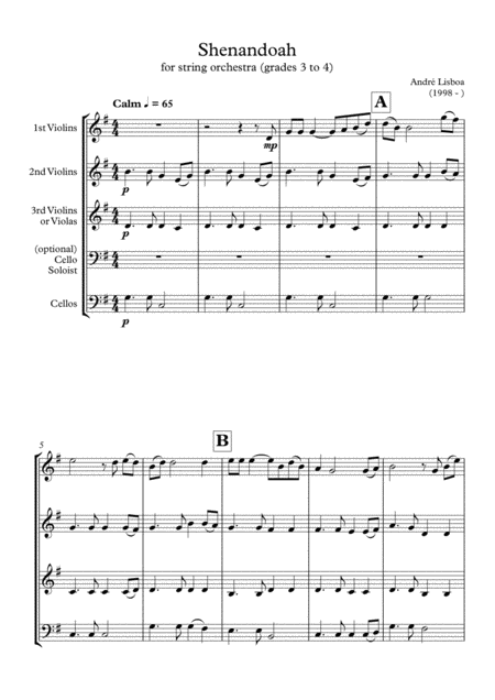 Shenandoah Grade 3 4 String Orchestra Sheet Music