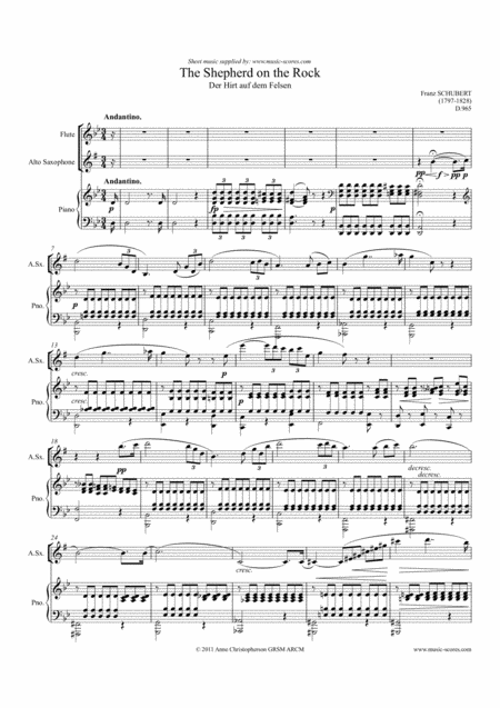 Shepherd On The Rock Alto Sax Flute And Piano Sheet Music