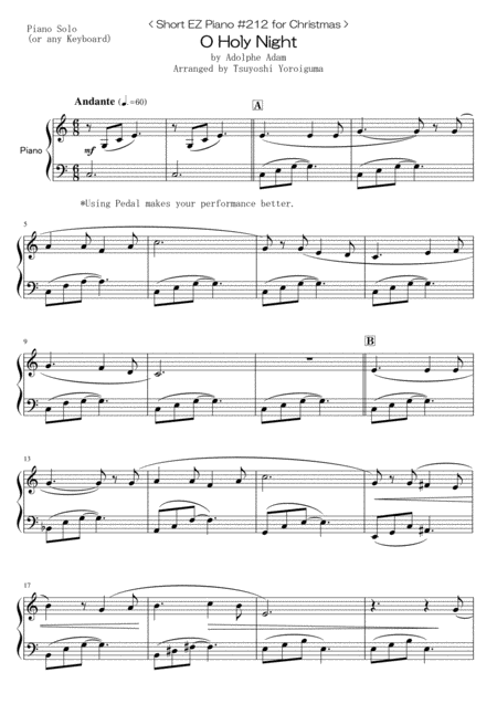 Short Ez Piano 212 For Christmas O Holy Night Sheet Music