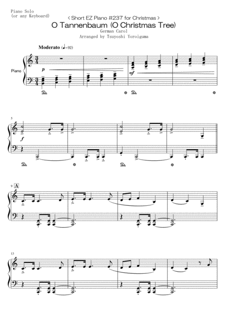 Free Sheet Music Short Ez Piano 237 For Christmas O Tannenbaum O Christmas Tree