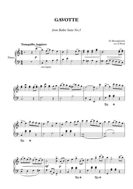 Shostakovich Gavotte From Ballet Suite No 3 Piano Solo Sheet Music